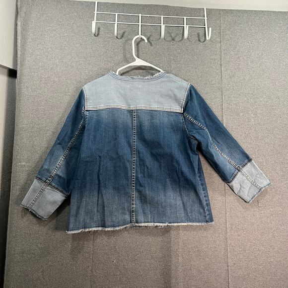 LOGO by Lori Goldstein Cropped Denim Jacket Medium Wash Size 8 - Picture 2 of 10